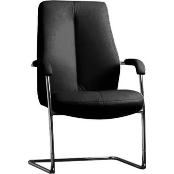 Konferenční křeslo SONATA s područkami, kůže - barva černá, podnoží z chromované oceli