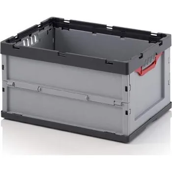 Přepravka plastová Euro skladací, šedá barva, 600 x 400 x 320 mm