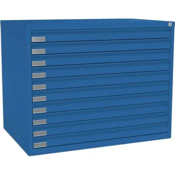 Kartotéka Zásuvková skříň na výkresy, 10 zásuvek, formát A1, barva modrá RAL5010