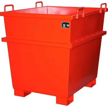 Přepravník Kónický ocelový přepravník, stohovací, objem 1000 l, d x š x v: 1040 x 1200 x 1215 mm, barva červená RAL3000