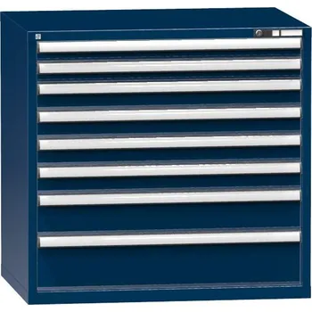 Zásuvková dílenská skříňka, 8 x zásuvka, v x š x h: 990 x 1037 x 780 mm, barva tmavě modrá RAL5010