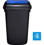 Plastový koš QUATRO, objem 90 l, nádoba černá, víko modré