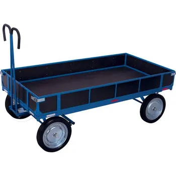 Plošinový vozík Ruční valníkový vůz VARIOfit, 2000 x 1000 mm, nosnost 1250 kg, se 4 bočnicemi, kola z plné gumy