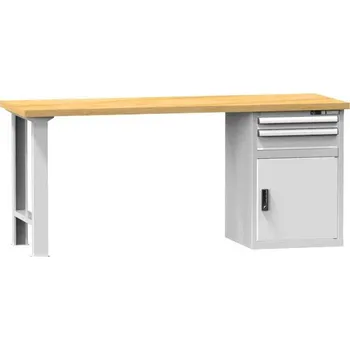 Dílenský stůl Dílenský stůl KOMBI, d x h x v: 1500x700x880 mm, 1 x skříňka, 2 x zásuvka, barva šedá RAL7035