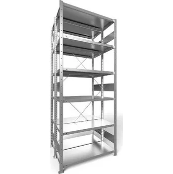 Dílenský regál Zásuvný regál CLIP S3, dvoustranný, V: 2500 mm, 2 x 6 polic 1000 x 300 mm, nosnost 150 kg, pozinkovaný, základní