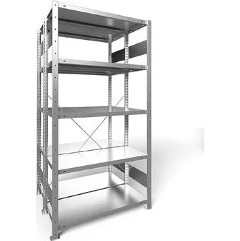 Dílenský regál Zásuvný regál CLIP S3, dvoustranný, V: 2000 mm, 2 x 5 polic 1000 x 400 mm, nosnost 150 kg, pozinkovaný, základní