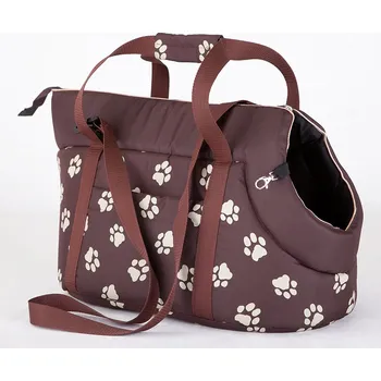 Taška pro psa a kočku HobbyDog Taška pro psa cestovní - hnědá a bílé packy Velikost: R1 - 20 x 42 cm