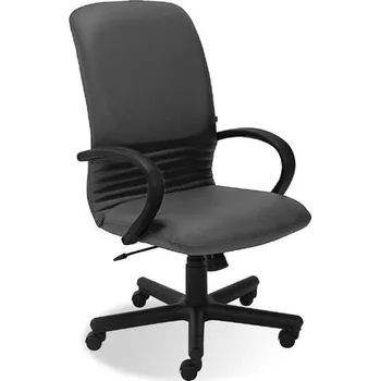 Manažerské křeslo MIRAGE s područkami, potah z kůže - barva světle šedá, podnoží z černého plastu