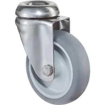 Pojezdové kolečko Přístrojové kolečko, otočné, vidlice z nerezi, pr. 100 mm, s hřbetním otvorem, nosnost 60 kg
