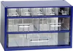 Ukládací skříňka se zásuvkami 306 x 155 x 194mm, modrá, 8 zásuvek