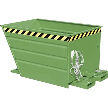 Přepravník Výklopný ocelový přepravník, objem 700 l, d x š x v: 1440x800x890 mm, barva zelená RAL6011