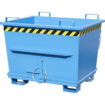 Přepravník Kónický přepravník s výklopným dnem, objem 700 l, nosnost 1500 kg, d x š x v: 1040 x 1200 x 970 mm, barva modrá RAL5012