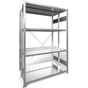 Dílenský regál Zásuvný regál CLIP S3, dvoustranný, V: 2000 mm, 2 x 5 polic 1300 x 400 mm, nosnost 230 kg, pozinkovaný, základní