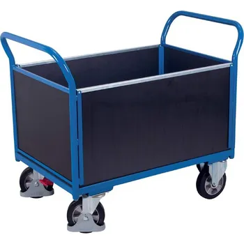 Plošinový vozík Plošinový vozík VARIOfit s dvěma madly, 4 stěny s plnou výplní, 1200x800 mm, nosnost 1000 kg