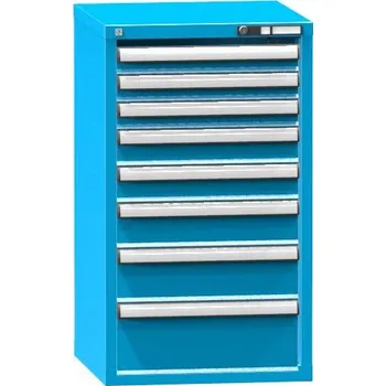 Zásuvková dílenská skříňka, 8 x zásuvka, v x š x h: 990 x 578 x 630 mm, barva modrá RAL5012