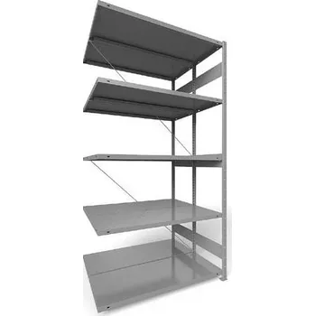 Dílenský regál Zásuvný regál CLIP S3, dvoustranný, V: 2500 mm, 2 x 6 polic 1300 x 500 mm, nosnost 230 kg, šedý, přídavný