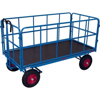 Plošinový vozík Ruční valníkový vůz VARIOfit, 2000 x 1000 mm, nosnost 1250 kg, se čtyřmi stěnami z ocelových trubek