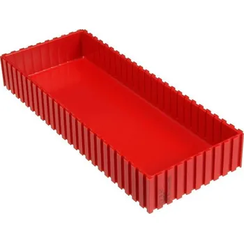 Skříňka na nářadí Plastová krabička, 102x252x35 mm, modul 10x25, barva červená.