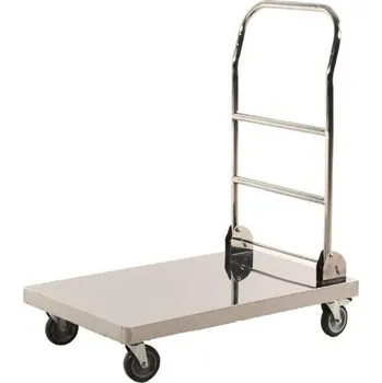 Plošinový vozík Plošinový vozík z nerezové oceli, sklopná rukojeť, plocha d x š: 825 x 520 mm