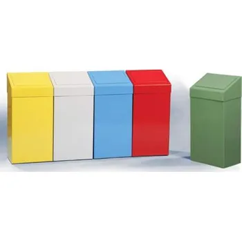 Odpadkový koš Sada 5 nádob 50 l pro tříděný odpad (šedá, žlutá, modrá, zelená, červená), výška 700 mm