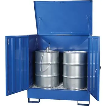 Nářadí na výměnu oleje Stanice pro nebezpečné látky pro 2 sudy, výška 1550 mm, ocelová lakovaná.