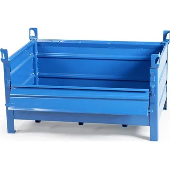 paleta Ohradová paleta, kovová , 1200 x 800 mm, 3 plné a 1 sklopná podélná bočnice, barva modrá RAL5010