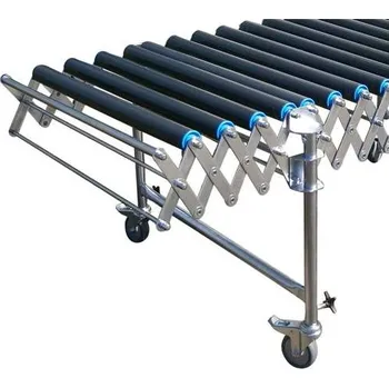 Dopravníkový pás Gravitační dopravník s plastovými válečky (1 ks), roztažitelný, šířka 800 mm, délka 2310-5800 mm