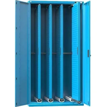 Skříň vertikální, 4 výsuvné perfopanely, v x š x h: 1950x1044x655 mm, barva modrá RAL5012