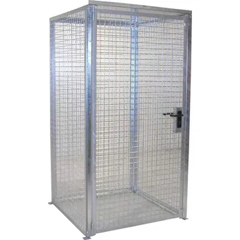 Klec na plynové lahve, se střechou, jednokřídlé dveře, max. lahví 16 x Ø 230 mm, d x š x v: 1085x1085x2160 mm, žárově zinkované