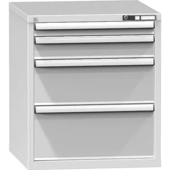 Dílenská skříňka KOMBI, v x š x h: 840 x 731 x 780 mm, 4 x zásuvka, barva šedá RAL7035