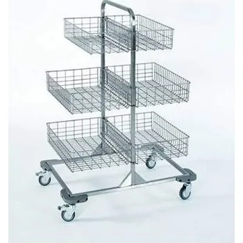 Nerezový pojízdný stojan se 2x3 závěsnými koši, v x š x h: 1120x830x550 mm.