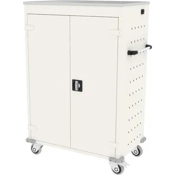 Skříň na notebooky, s napájením, 20 přihrádek, š x h x v: 920x540x1250 mm, barva: korpusu bílá RAL9010/ dveří bílá RAL9010