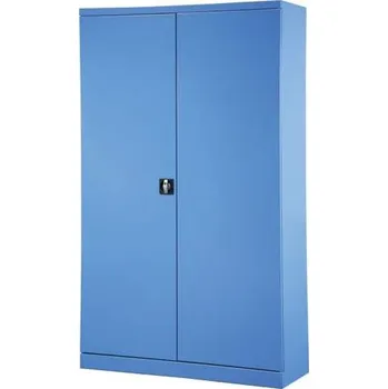 Dílenská policová skříň, dveře dvoukřídlé, v x š x h: 1990 x 1200 x 600 mm, nosnost police 100 kg, barva modrá RAL5012