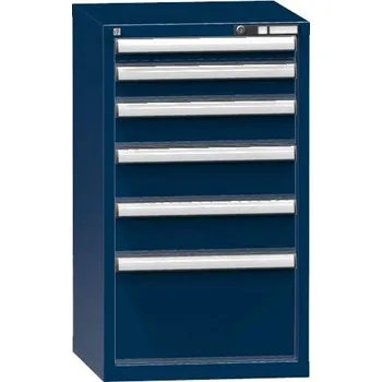 Zásuvková dílenská skříňka, 6 x zásuvka, v x š x h: 990 x 578 x 630 mm, barva tmavě modrá RAL5010