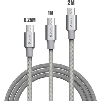 Pouzdro na mobilní telefon Devia Kabel MICRO-USB - Devia, 3-PACK SET (200cm+100cm+25cm) Gray