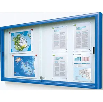 Vnitřní vitrína 'Classique', 1050 x 2300 mm, zadní stěna plech, rám barva modrá RAL5010