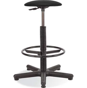 Vysoká pracovní stolička GOLIAT s opěrným kruhem, sedák z koženky - barva černá