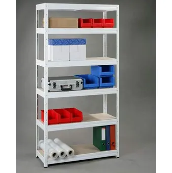 Dílenský regál Ekonomický regál zásuvný, bílý komaxit, v x š x h: 2000x1000x400 mm, 6 polic z MDF desek