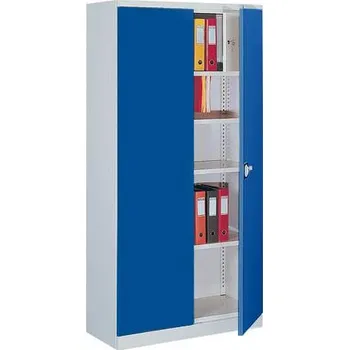 Kovová skříň s vnitřní schránkou, v x š x h: 1990 x 1000 x 435 mm, barva: korpusu šedá RAL7035 / dveří modrá RAL5010