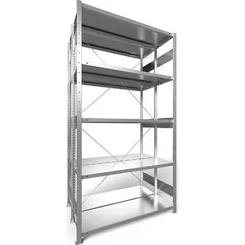 Dílenský regál Zásuvný regál CLIP S3, dvoustranný, V: 2500 mm, 2 x 6 polic 1300 x 400 mm, nosnost 230 kg, pozinkovaný, základní