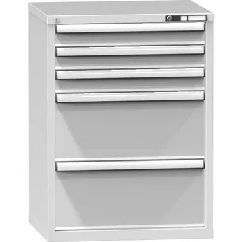 Zásuvková dílenská skříňka, v x š x h: 990 x 731 x 630 mm, 5 x zásuvka, barva šedá RAL7035