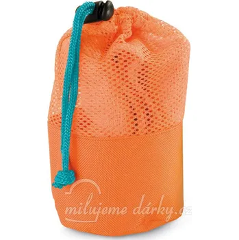 Ručník oranžový sportovní ručník v obalu se síťovinou