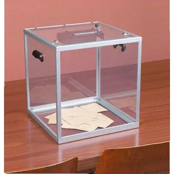 Smuteční dekorace Volební urna z plexiskla s počítadlem a dvěma různými zámky, 320 x 400 x 400 mm