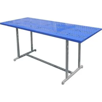 Zahradní stůl Stůl parkový kovový, d x š: 1800 x 600 mm, barva stříbrná/modrá