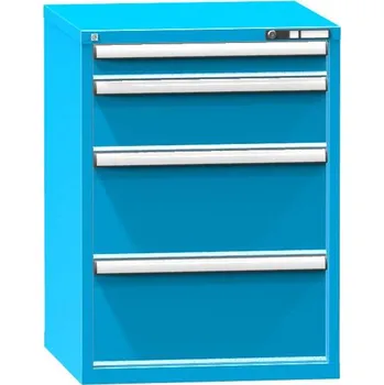 Zásuvková dílenská skříňka, v x š x h: 990 x 731 x 780 mm, 4 x zásuvka, barva modrá RAL5012