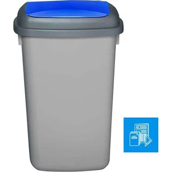 Odpadkový koš Plastový koš QUATRO, objem 45 l, nádoba šedá, víko modré