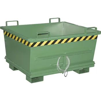 Přepravník Kónický přepravník s výklopným dnem, objem 500 l, nosnost 1000 kg, d x š x v: 1040 x 1200 x 715 mm, barva zelená RAL6011