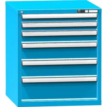 Zásuvková dílenská skříňka, 6 x zásuvka, v x š x h: 840 x 731 x 780 mm, barva modrá RAL5012