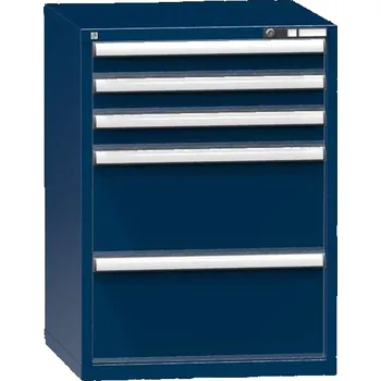 Zásuvková dílenská skříňka, v x š x h: 990 x 731 x 780 mm, 5 x zásuvka, barva tmavě modrá RAL5010