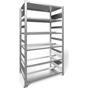 Kancelářská sestava Zásuvný regál na spisy COMPACT, dvoustranný, 6 polic, v x š: 1850 x 1000 mm, pozinkovaný, základní